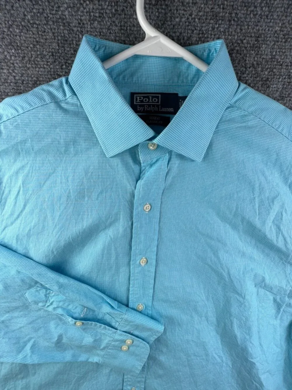 Polo Ralph Lauren Button Up Shirt Long Sleeve Blue Regent Classic Fit 17.5 36/37